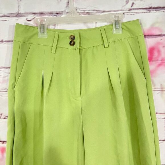 Cider lime green high waisted wide leg pants - Picture 5 of 9